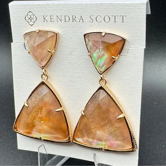 Vintage Kendra Scott Maury Drop Earrings•Retired HTF• Iridescent MOP Rose Gold - Picture 2 of 6